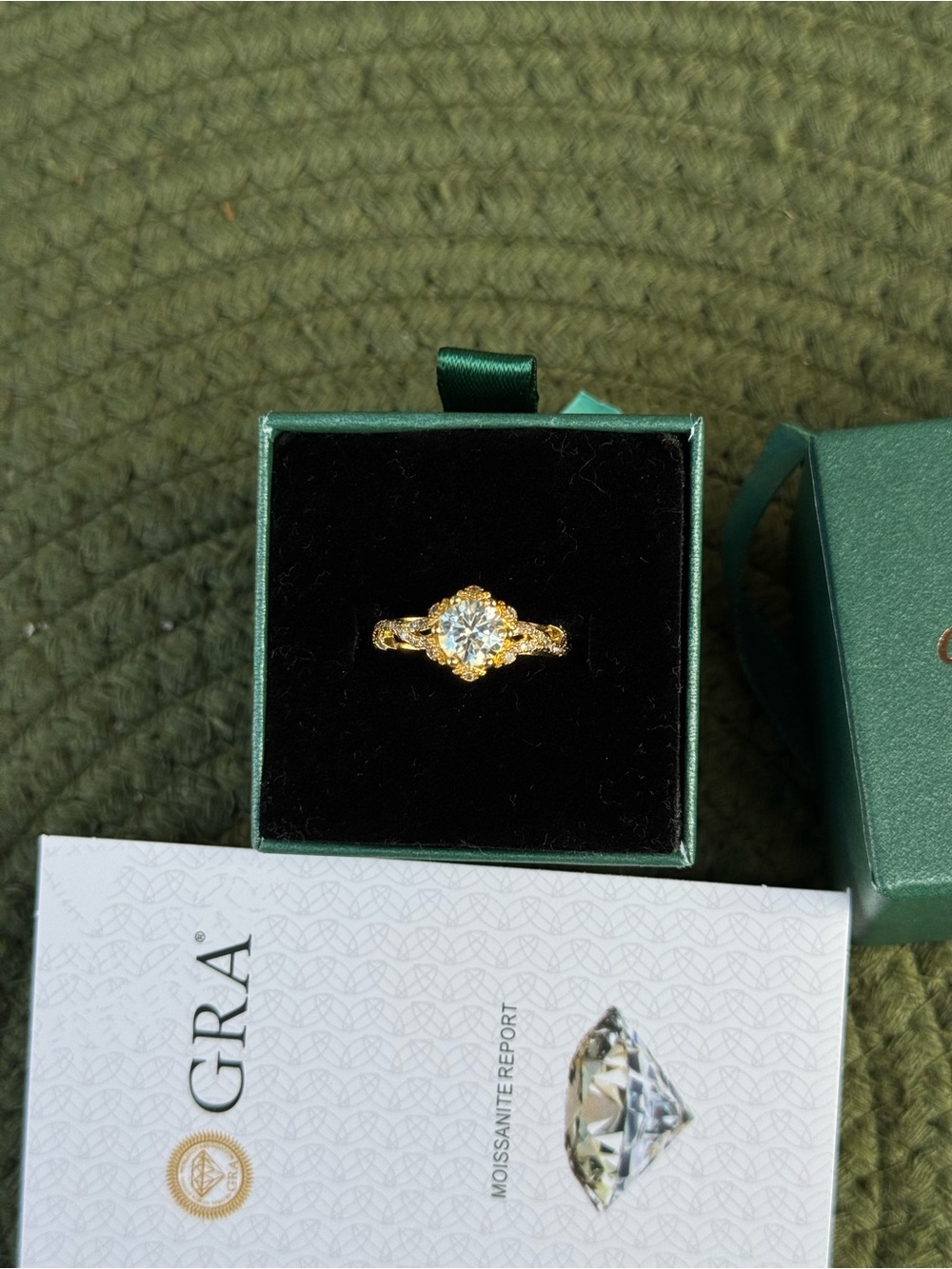 1 CT Moissanite Gold Plated Size 7 GRA Certified - Warranty
